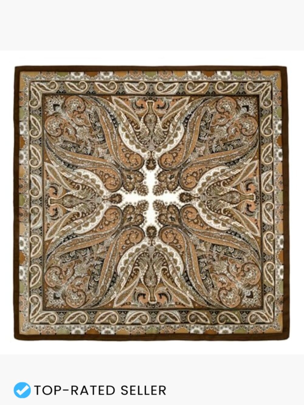 Silk Feel Square Scarf Vintage Pattern Print Neckerchief Bandana Head Scarf - Picture 2 of 7